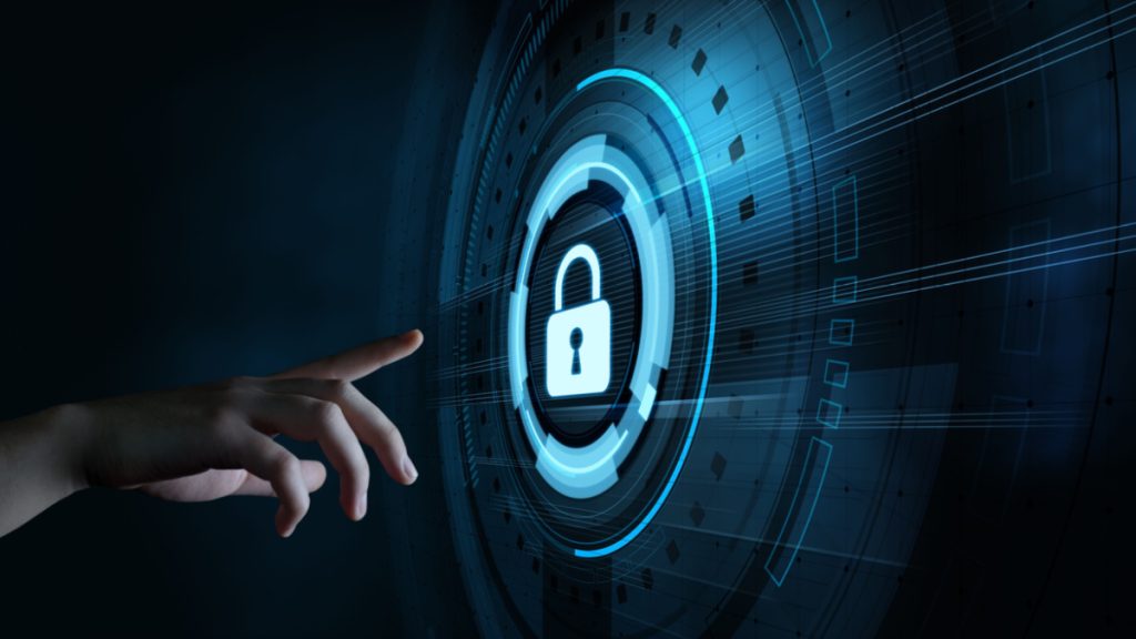 AML Person reaching to press digital lock.