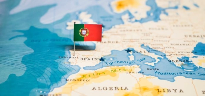 Portugal pinpointed on a map