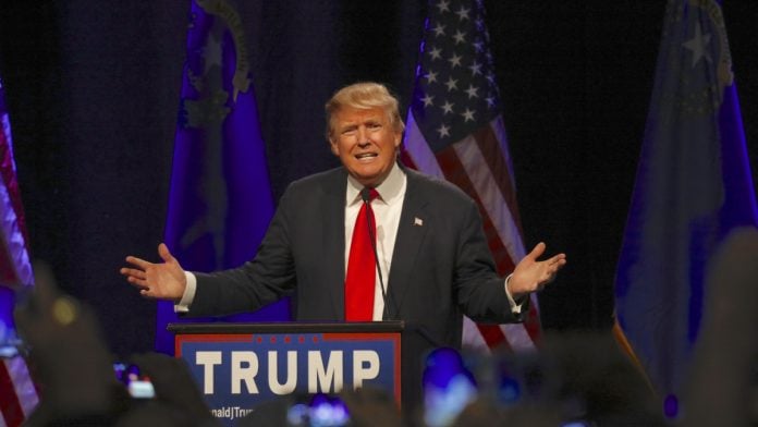 Donald Trump talking at a rally