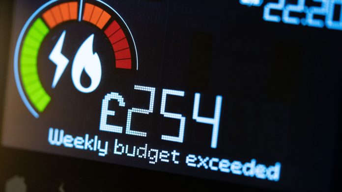 A smart energy meter showing that the homeowner is above their budget.