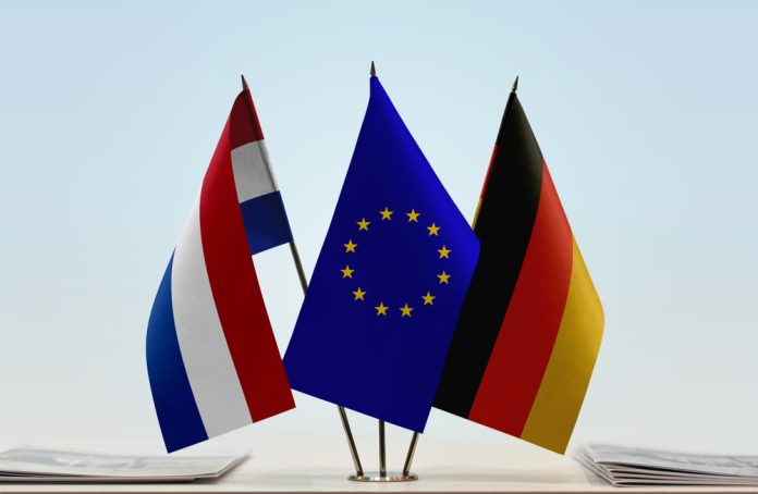 Netherlands, EU and Germany flags