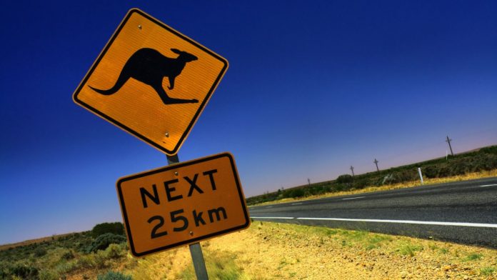 Kangaroo Sign in South Australia.