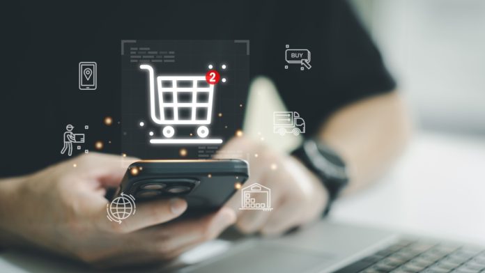 Online shopping customer point and manage online e-commerce business automation logistic supply chain in online dashboard.
