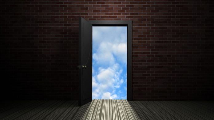 An open door.