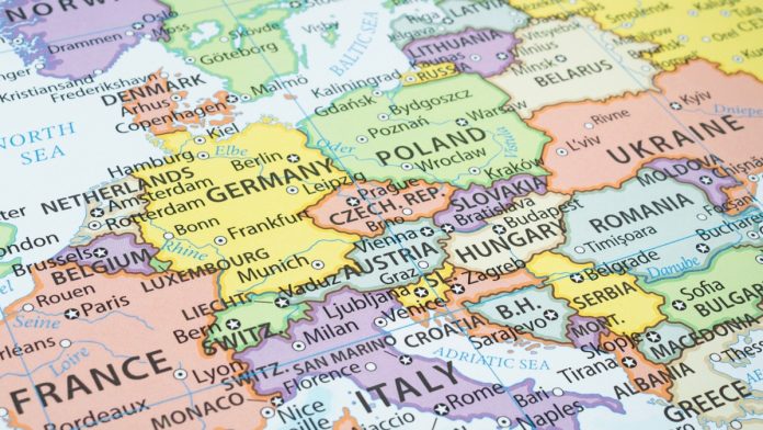 Map of Europe representing European Payment System