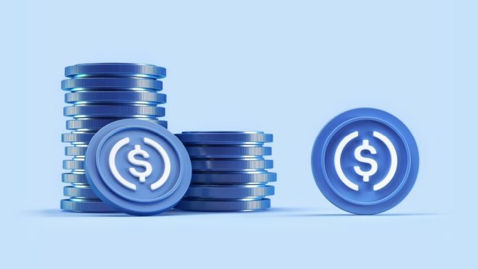 A stylised image of a USDC stablecoin