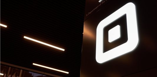 San Francisco, CA, USA - Feb 9, 2020: The entrance sign at Block Headquarters in San Francisco. Block, Inc., formerly Square, Inc., is an American financial services and digital payments company.