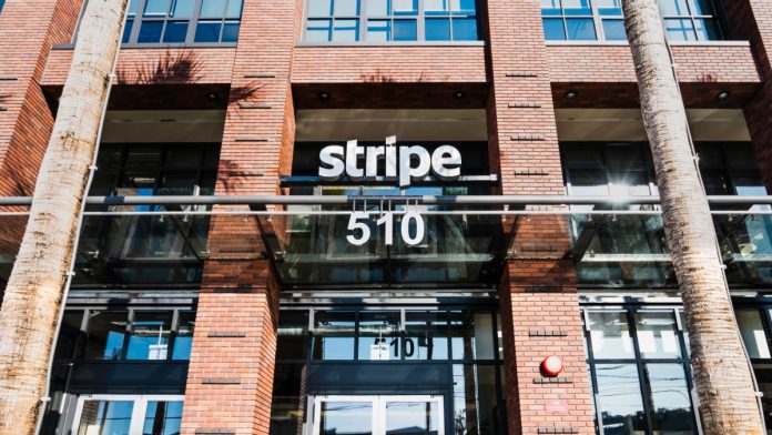 Sep 20, 2019 San Francisco / CA / USA - Stripe headquarters in San Francisco; Stripe is an American technology company offering software and infrastructure solutions for online payments.