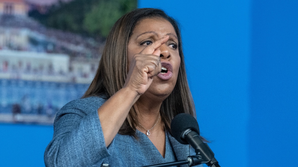 State Attorney General Letitia James speaks during MLK Day public policy forum at NAN Headquarters in New York on January 15, 2024.