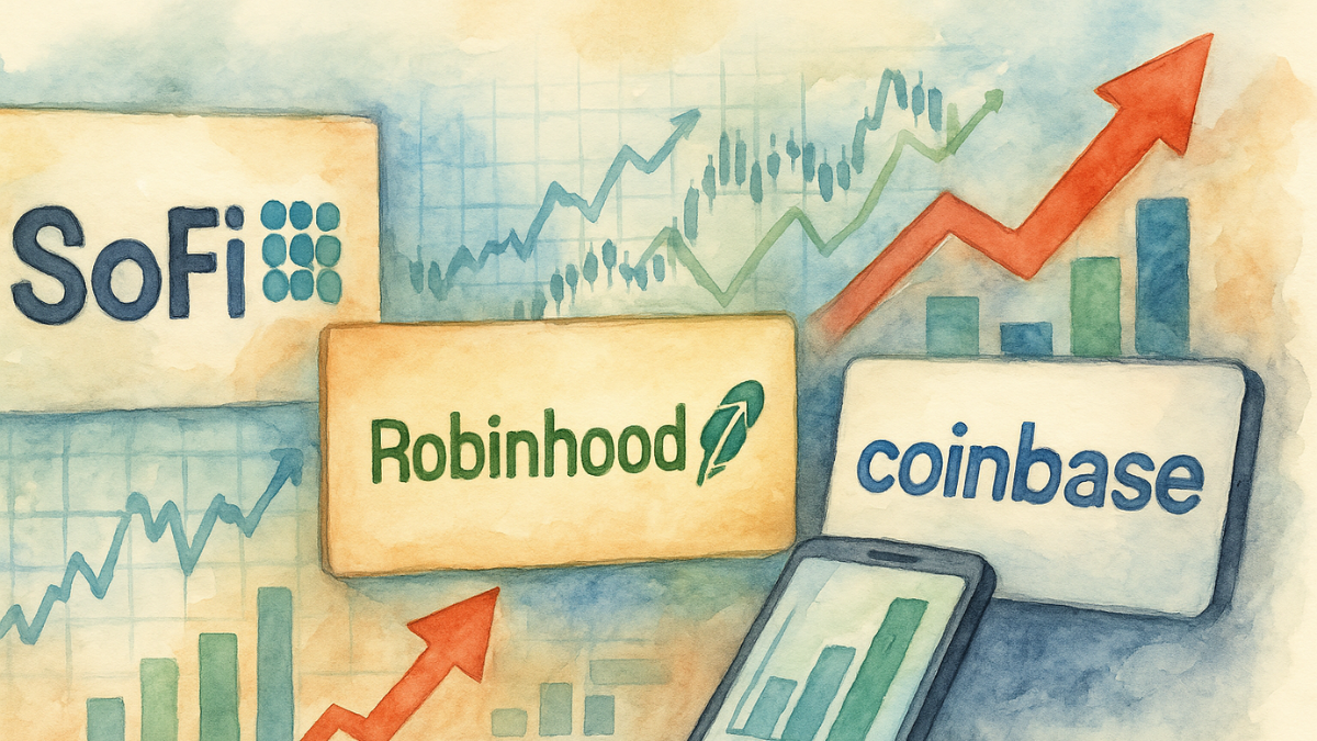 SoFi, Robinhood and Coinbase Q2 2025 results compared