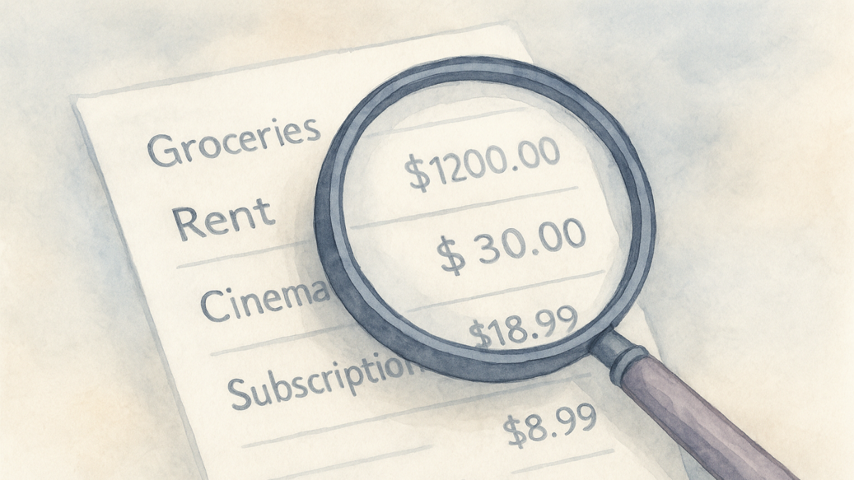 Open banking illustrated by a magnifying glass over some financial information
