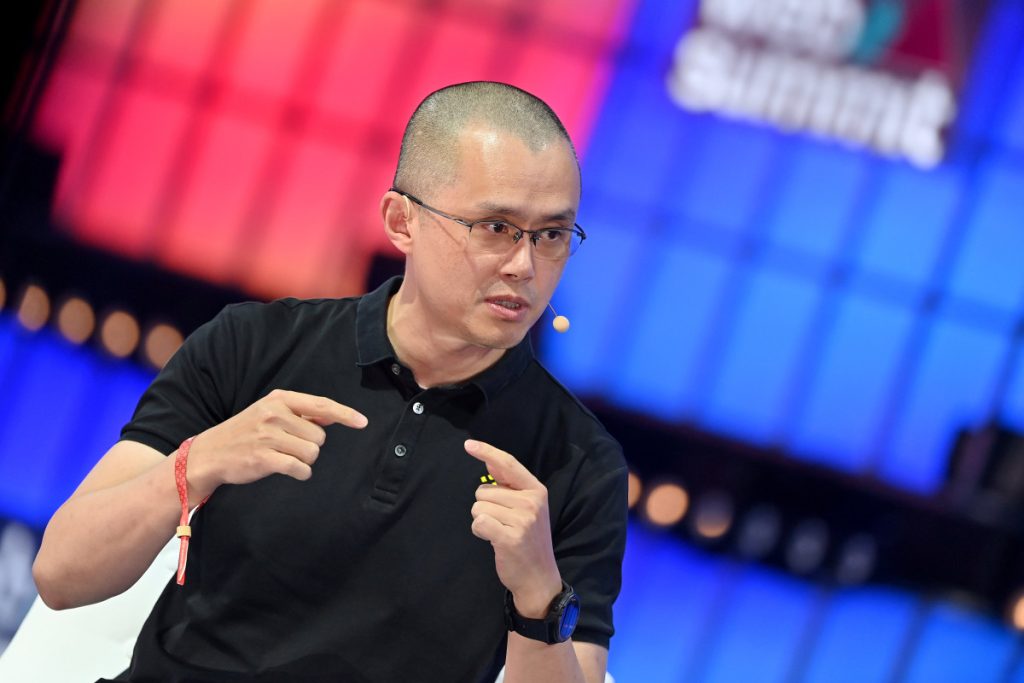 Speaker Changpeng Zhao, Binance, on Centre Stage during the opening night of Web Summit 2022 at the Altice Arena in Lisbon, Portugal. Photo by Ramsey Cardy/Web Summit via Sportsfile