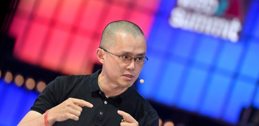 Speaker Changpeng Zhao, Binance, on Centre Stage during the opening night of Web Summit 2022 at the Altice Arena in Lisbon, Portugal. Photo by Ramsey Cardy/Web Summit via Sportsfile