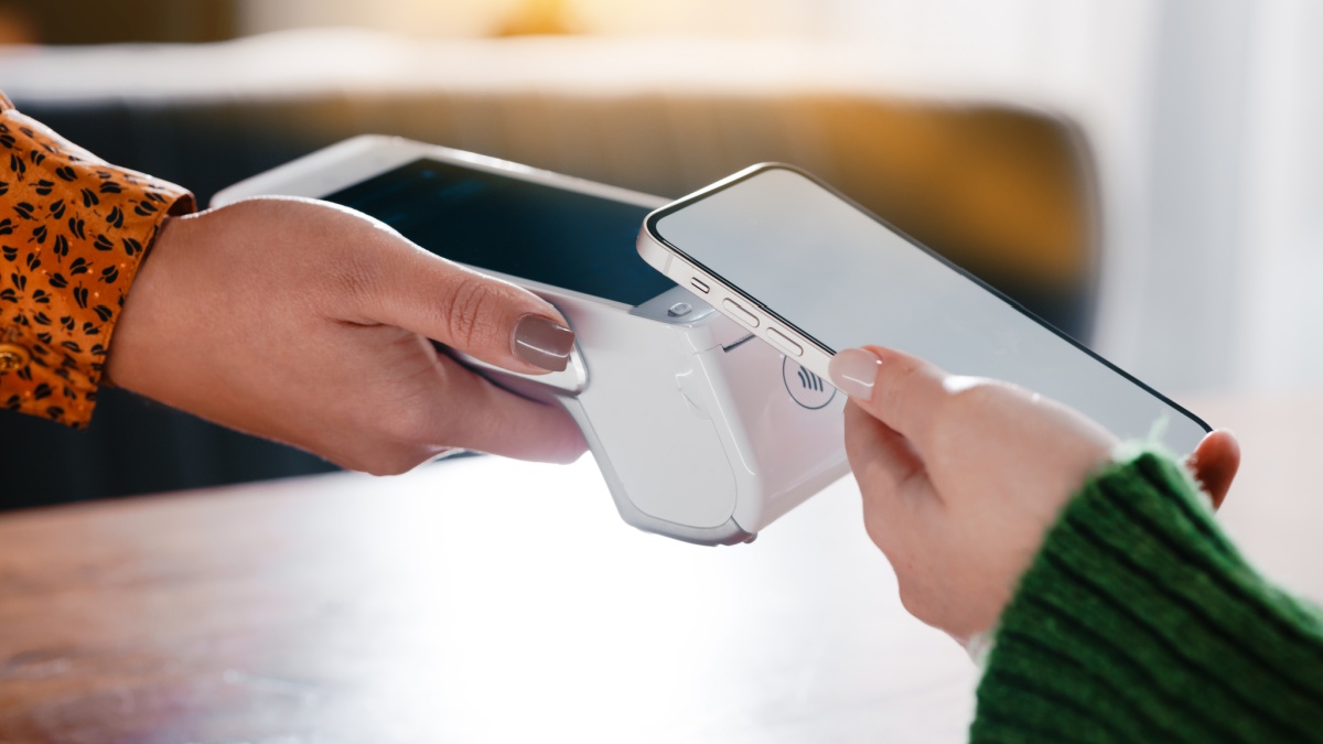 Contactless Mobile Payment Transaction Between Two Individuals with Modern Technology.
