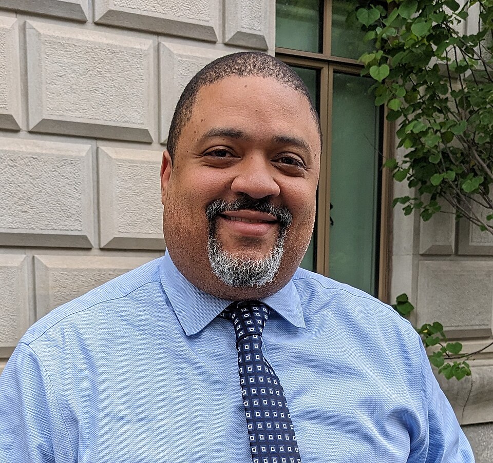 Photo of Alvin L. Bragg, Jr., the District Attorney of New York County photographed on Central Park West and 74th Street