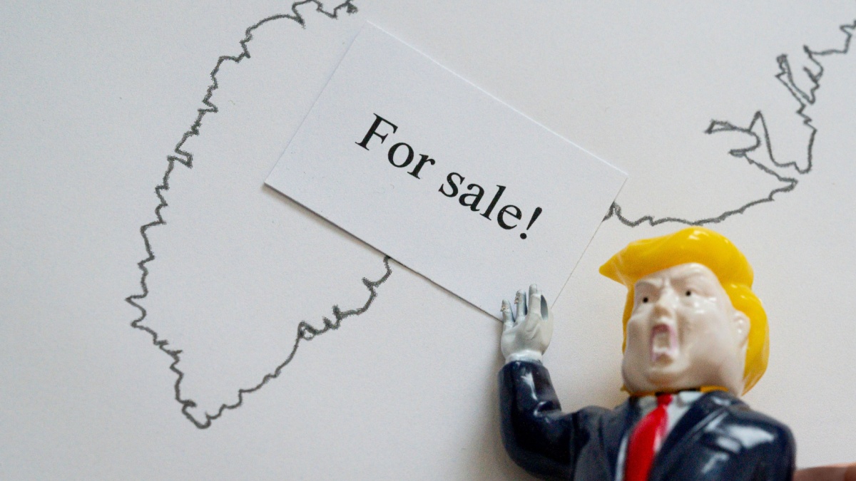 Greenland for sale? asks a Donald Trump doll, Denmark, January 10, 2025