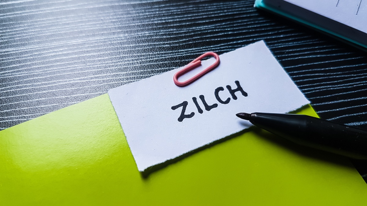 Zilch writting on table background.