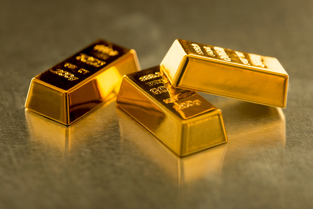 Gold bars on gold background