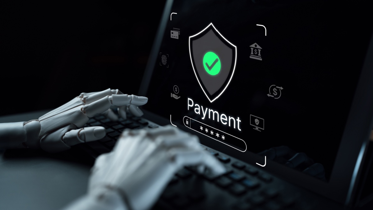 An AI assistant manages a secure payment system, protecting online financial transactions. This smart gateway uses advanced fraud detection to ensure every payment is safe.