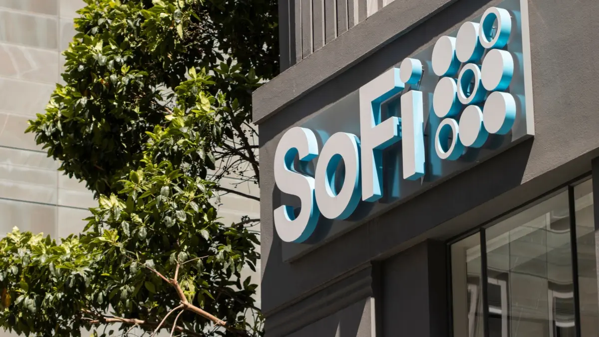 San Francisco, CA, USA - May 1, 2022: SoFi logo is seen at its headquarters in San Francisco, California. SoFi Technologies, Inc. is a provider of financial services.