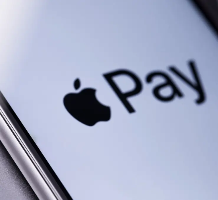 Apple iPhone with Apple Pay logo on the keyboard. Russia