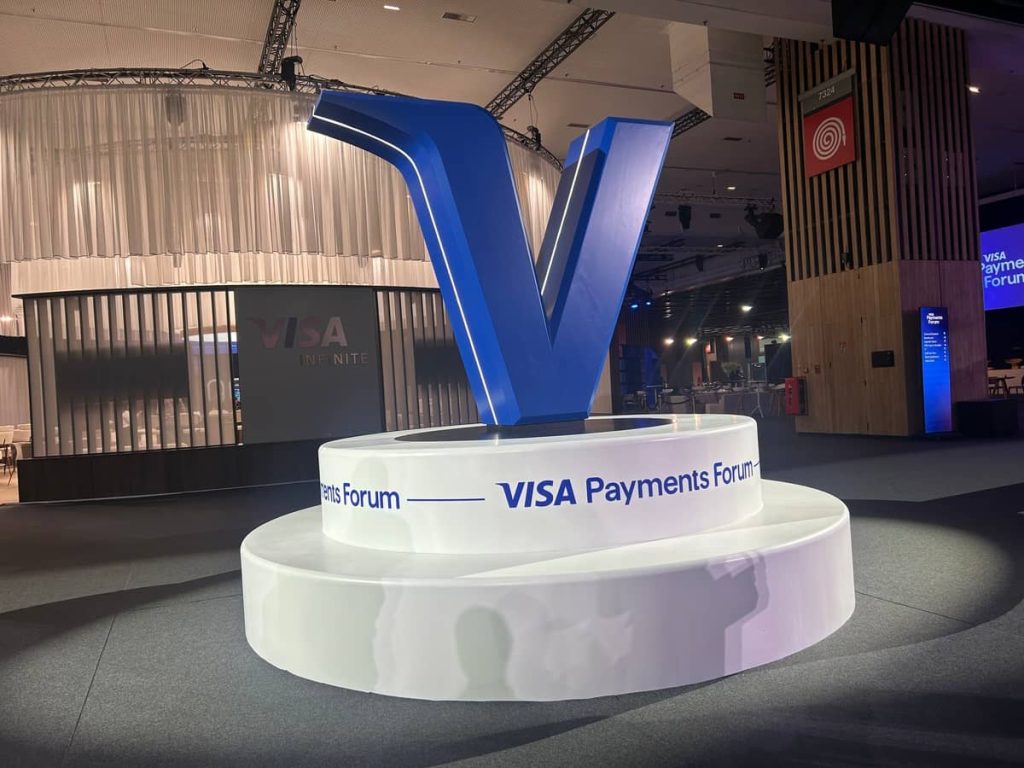 Visa logo at an event.