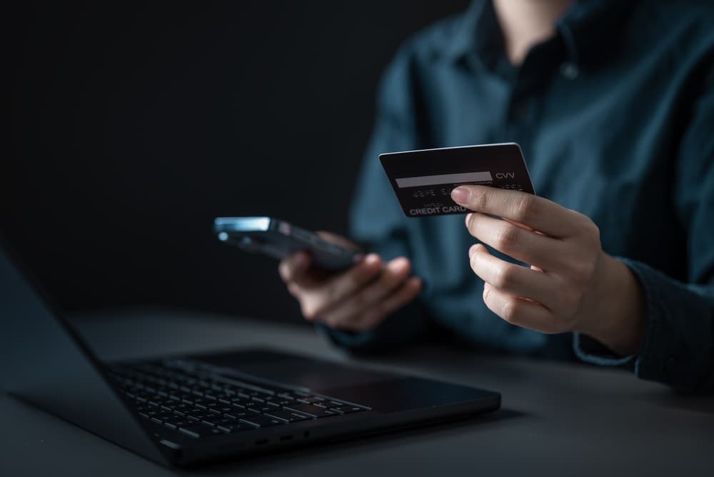 person using card payments