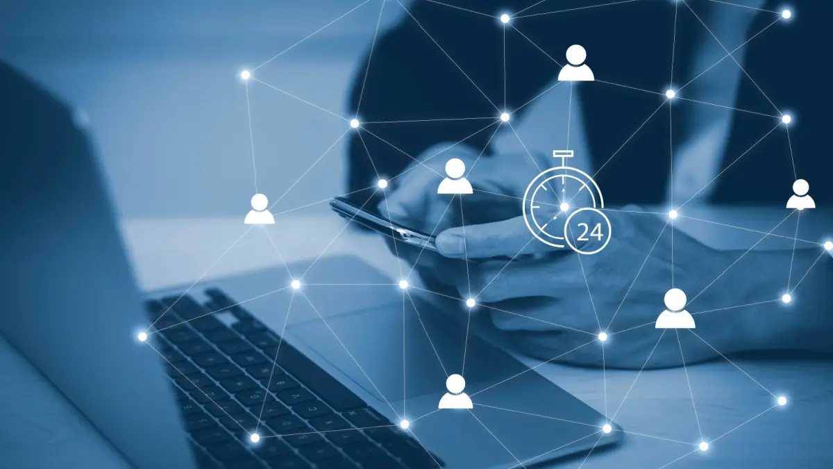 Clock 24 h service and people icon Concept.