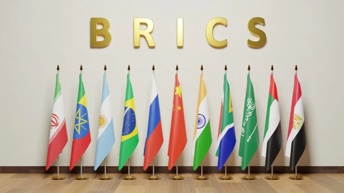 flags of BRICS is a grouping of Brazil, Russia, India, China, and South Africa - A total of six countries will join the BRICS on 2024 Argentina , Egypt, Ethiopia, Iran, Saudi ,UAE