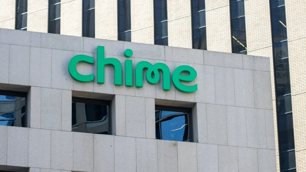 Chime sign is seen at its headquarters in San Francisco, California. Chime is a financial technology company and is considered a neo-bank or challenger bank