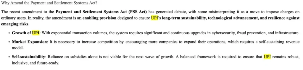 Screenshot of public statement by India Ministry of Finance