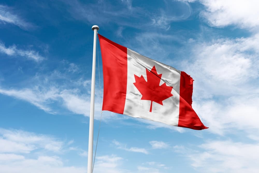 Canada flag in the sky