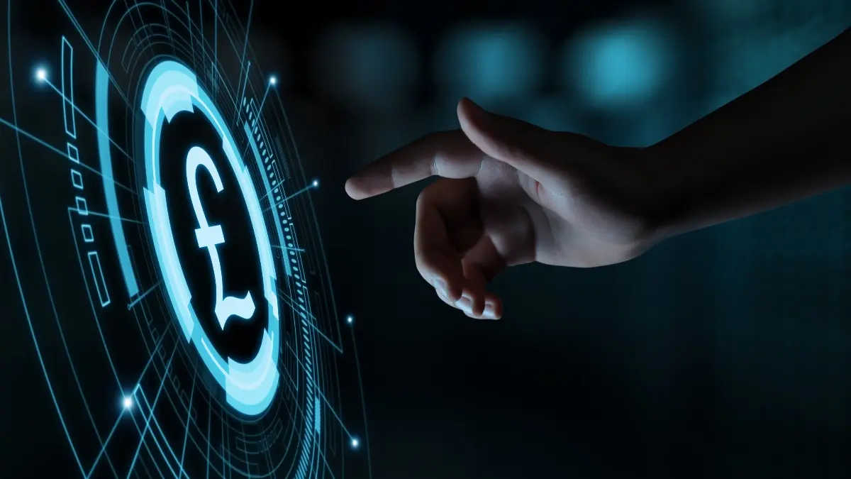 Pound Currency Business Banking Finance Technology Concept - tokenised deposit.